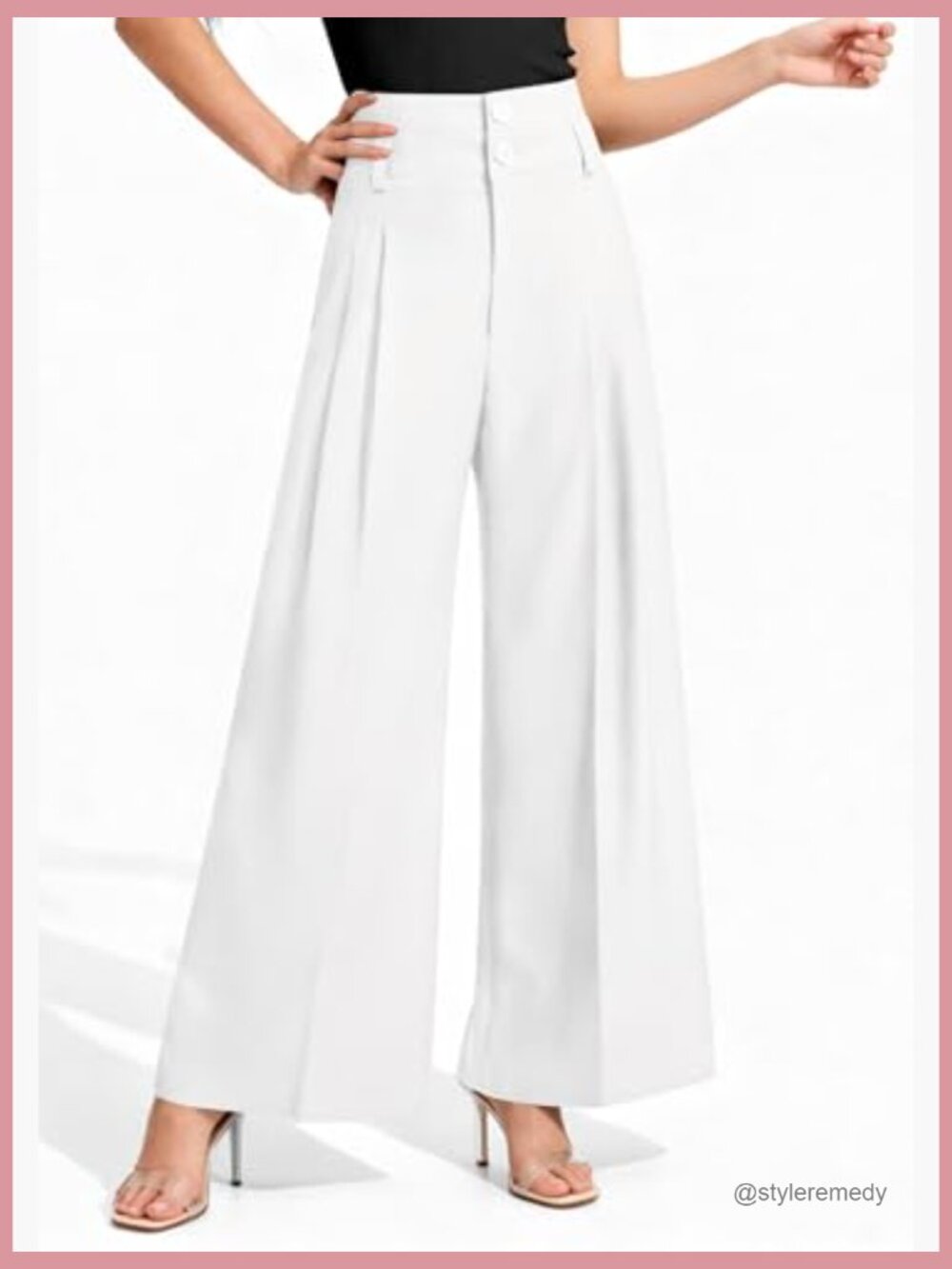 100% Polyester Wide Leg Palazzo Pants High Waist Pleated Work Casual - Picture 6 of 7
